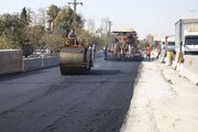 ببینید|آسفالت تعریض لاین جنوبی آزاد راه کرج-تهران حدفاصل پل استاندارد تا پل فردیس