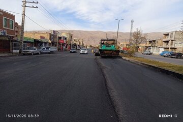 پایان عملیات روکش آسفالت در محور آلونی استان چهارمحال و بختیاری