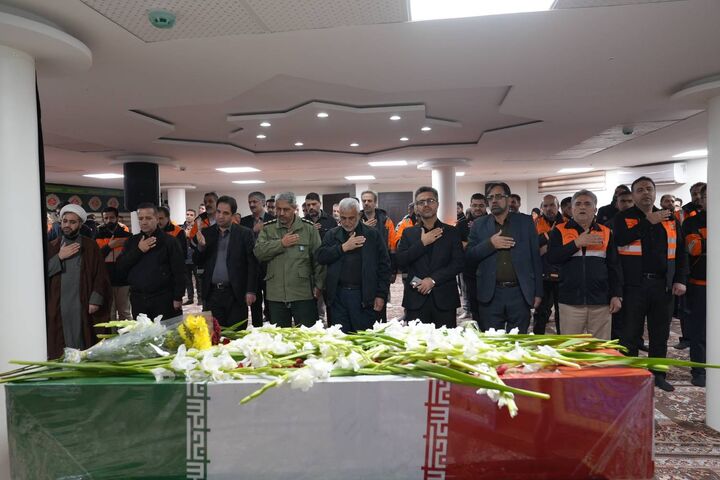 ویدئو| میزبانی اداره‌کل راهداری و حمل و نقل جاده‌ای همدان از پیکر مطهر شهید گمنام