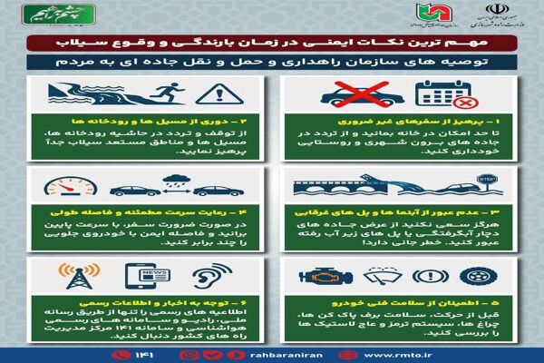 اطلاع نگاشت| در زمان بارندگی و وقوع سیلاب، چه نکاتی را رعایت کنیم؟