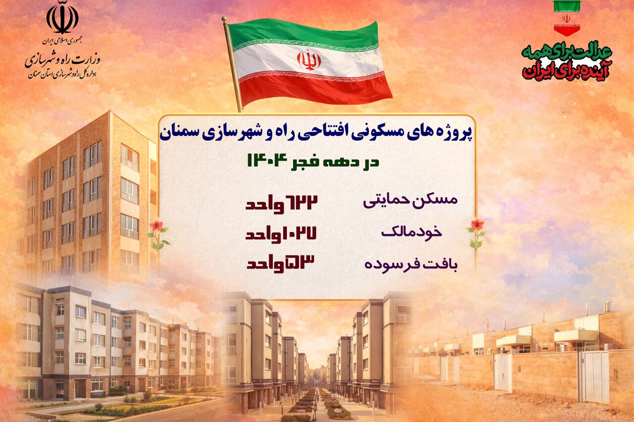 اطلاع‌نگاشت| پروژه های مسکونی افتتاحی راه و شهرسازی سمنان در دهه فجر ۱۴۰۴ 