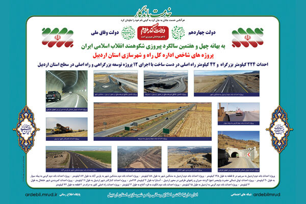 اطلاع‌نگاشت| احداث ۲۲۴ کیلومتر بزرگراه و ۴۲ کیلومتر راه اصلی در دست‌ساخت در استان اردبیل