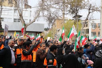 ویدیو| حضور کارکنان اداره کل راهداری و حمل و نقل جاده ای استان کرمانشاه در راهپیمایی روز جهانی قدس