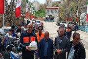 ببینید|طرح ارتقایی‌ایمنی راکبین موتورسوار و  اهدای کلاه ایمنی به موتورسواران به همت اداره کل راهداری و حمل و نقل جاده‌ای استان البرز در شهرستان ساوجبلاغ