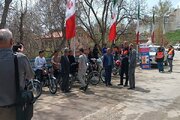 ببینید|طرح ارتقایی‌ایمنی راکبین موتورسوار و  اهدای کلاه ایمنی به موتورسواران به همت اداره کل راهداری و حمل و نقل جاده‌ای استان البرز در شهرستان ساوجبلاغ