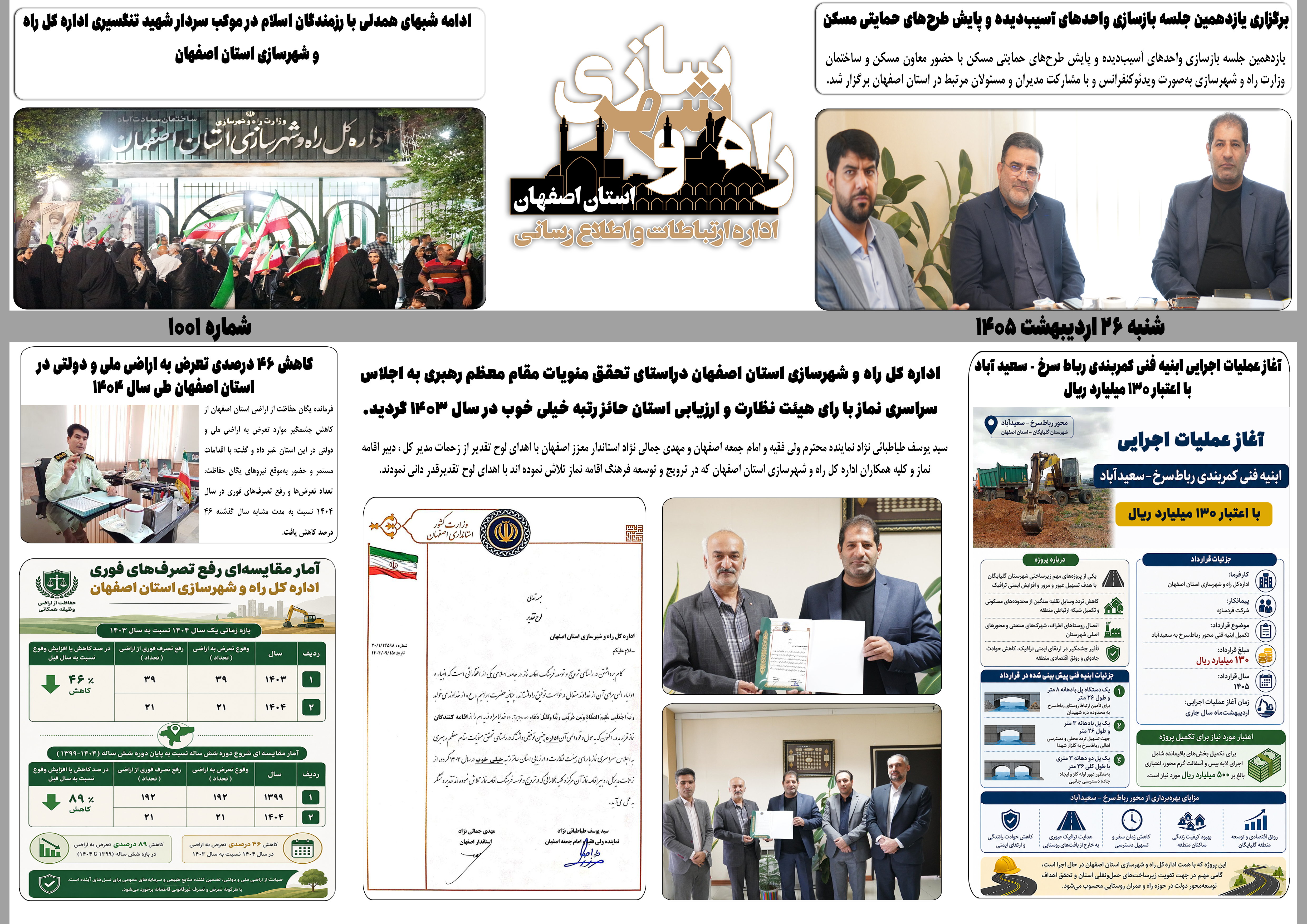 ببینید| هفته نامه اداره کل راه و شهرسازی استان اصفهان در هفته سوم اردیبهشت ماه ۱۴۰۵
