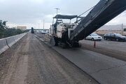 ببینید|عملیات تراش آسفالت لاین جنوبی آزادراه کرج قزوین محدوده بهشت سکینه