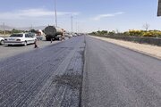 ببینید|ادامه عملیات روکش آسفالت لاین جنوبی آزاد راه کرج قزوین محدوده بهشت سکینه
