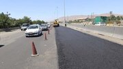 ببینید|ادامه عملیات روکش آسفالت  لاین جنوبی آزادراه کرج-قزوین محدوده بهشت سکینه
