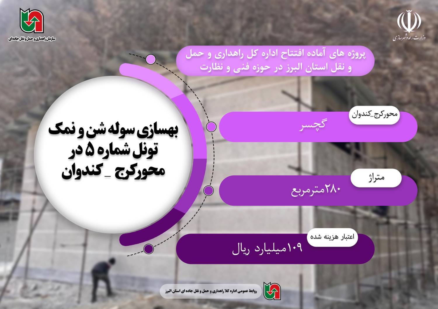 اطلاع نگاشت|پروژه های آماده افتتاح اداره کل راهداری استان البرز در حوزه فنی و نظارت 