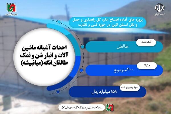 اطلاع نگاشت|پروژه های اجرا شده و آماده افتتاح اداره کل راهداری و حمل و نقل جاده‌ای استان البرز در حوزه فنی و نظارت