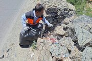 ببینید|پاکسازی و جمع آوری زباله های حاشیه راه در محور  کرج _کندوان توسط عوامل راهداری گچسر