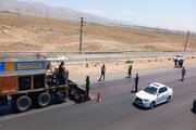 ببینید|ادامه عملیات روکش آسفالت حفاظتی لاین شمالی آزادراه کرج-قزوین محدوده فخرایران