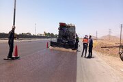 ببینید|ادامه عملیات روکش آسفالت حفاظتی لاین شمالی آزادراه کرج-قزوین محدوده فخرایران