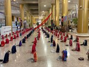 ببینید | اکران «بزرگ‌ترین المان یادبود شهدای مدرسه میناب» در فرودگاه بین‌المللی مشهد