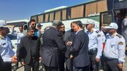 ببینید | بازدید استاندار سیستان و بلوچستان به همراه مدیر کل راهداری و حمل و نقل جاده ای از اعزام زائرین با ناوگان حمل و نقل مسافری جهت شرکت در مراسم تشییع رهبر شهید امت در مشهد مقدس