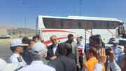 ببینید | بازدید استاندار سیستان و بلوچستان به همراه مدیر کل راهداری و حمل و نقل جاده ای از اعزام زائرین با ناوگان حمل و نقل مسافری جهت شرکت در مراسم تشییع رهبر شهید امت در مشهد مقدس