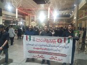 ببینید| حضور کاروان شورای هماهنگی راه و شهرسازی خوزستان در آیین بدرقه آقای شهید ایران در میان جمعیت عظیم مردم قم در مسجد مقدس جمکران
