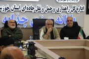 برگزاری جلسه ستاد اربعین حسینی(ع) استان خوزستان با حضور قائم‌مقام وزیر کشور و دبیر ستاد مرکزی اربعین حسینی در پایانه مرزی چذابه