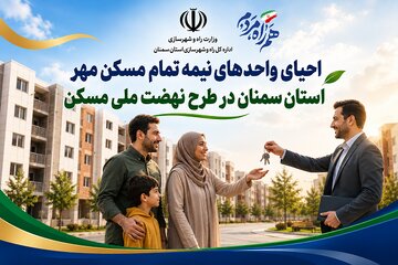 احیای واحدهای نیمه تمام مسکن مهر استان سمنان در طرح نهضت ملی مسکن