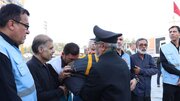 برافراشته شدن پرچم حرم امام رضا در پایانه مرزی شلمچه