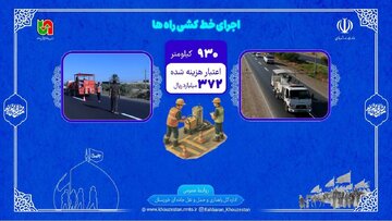 اطلاع نگاشت| اجرای خط کشی راه در محورهای منتهی به پایانه های مرزی خوزستان در اربعین ۱۴۰۵