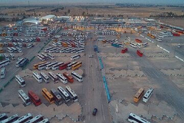ویدیو| پایانه شهید رئیسی (برکت) و استقرار ناوگان حمل‌ونقل عمومی برای خدمت‌رسانی به زائران اربعین حسینی