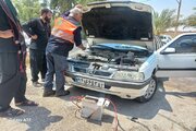ببینید|خدمت رسانی تعمیرگاه سیار  ماشین آلات راهداری استان البرز به زائران اربعین حسینی در مسیر مرز مهران