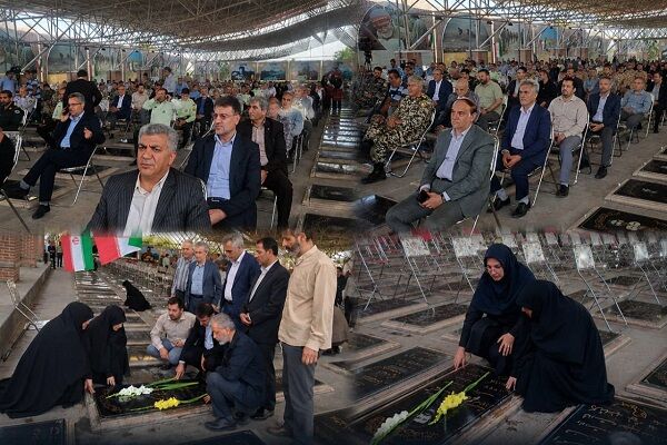 ادای احترام به مقام شهیدان توسط کارکنان اداره کل راهداری و حمل‌ونقل جاده‌ای آذربایجان شرقی