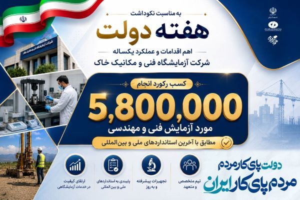اطلاع‌نگاشت| دستاورد یک‌ساله شرکت آزمایشگاه فنی و مکانیک خاک در ثبت رکورد تعداد آزمایش‌های فنی و مهندسی