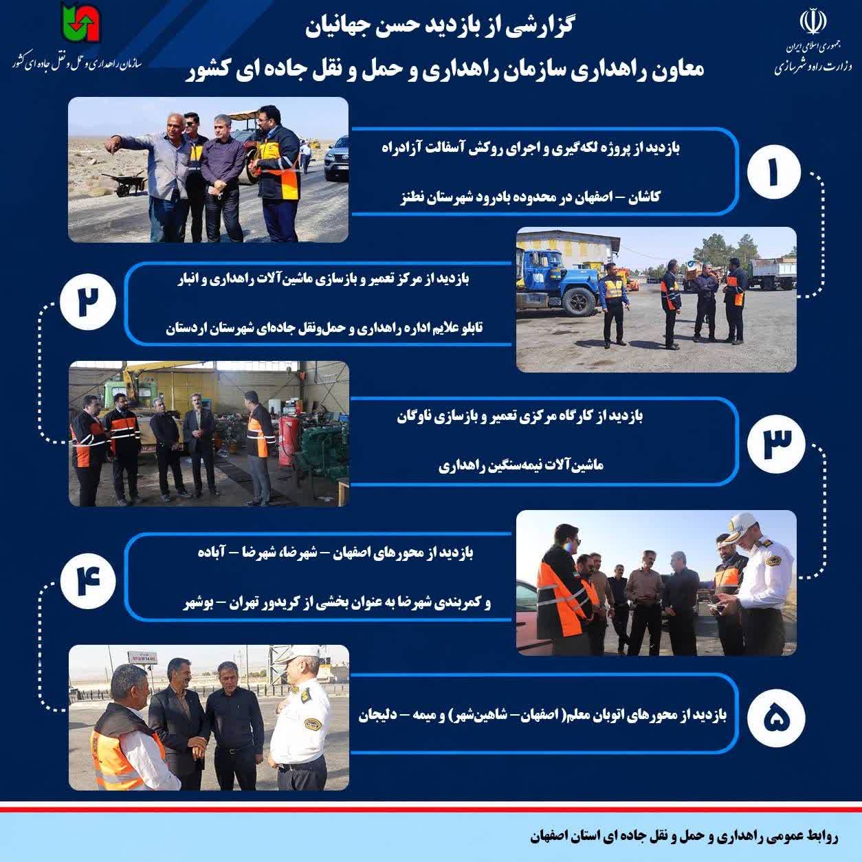 اطلاع نگاشت | برنامه‌های سفر معاون راهداری سازمان راهداری و حمل‌ونقل جاده‌ای به استان اصفهان 