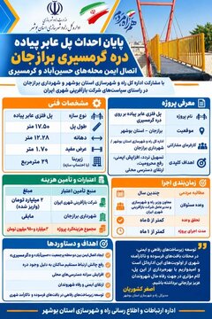 اطلاع نگاشت | پروژه احداث پل فلزی عابر پیاده بر روی دره گرمسیری برازجان در استان بوشهر