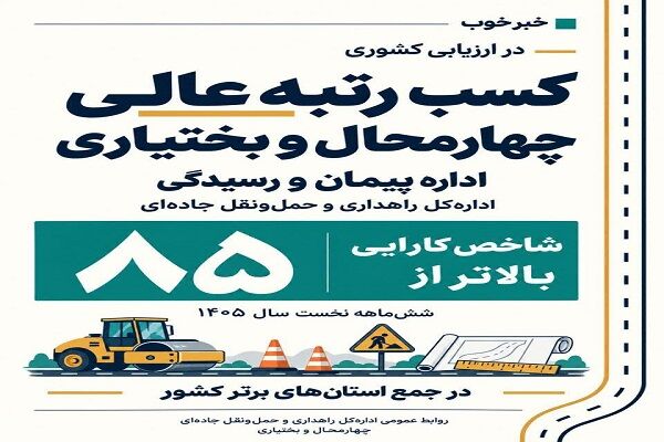 کسب رتبه عالی توسط اداره پیمان و رسیدگی اداره‌کل راهداری و حمل و نقل جاده ای چهارمحال و بختیاری