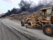 ببینید|بازگشایی محور حاجی‌آباد–سیرجان پس از واژگونی دو دستگاه تریلی